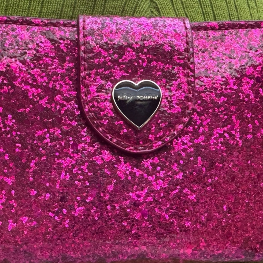 Betsey Johnson Fuchsia Glitter Clutch